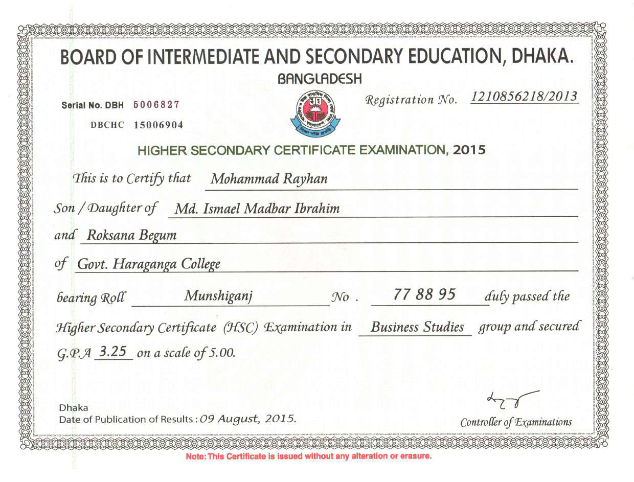 JSC Certificate
